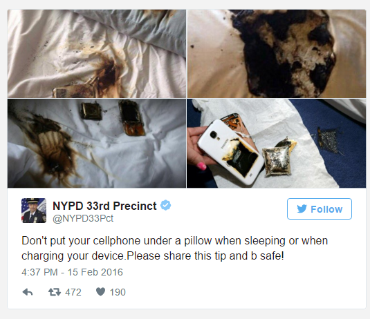 Cell phone overheats, catches fire under pillow